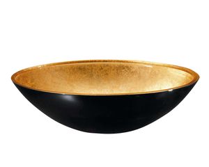 Waschschale rund Waschtisch Glas 40x14 Murano-Glas BLACK-GOLD handgefertigt