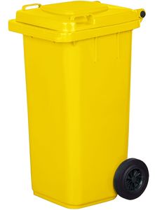 GARDIVO Mülltonne 120 Liter Abfalltonne Reststofftonne Mülleimer mit 2 geräuschlosen Rädern Klappdeckel mit zwei Griffen Gelb