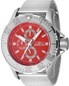 Invicta Vintage 48013 Herren uhr - Wasserdicht - Analog - Quarzuhrwerk - Edelstahl mit roten zifferblat - 49mm Invicta Vintage 48013 Herren uhr - Wasserdicht - Analog - Quarzuhrwerk - Edelstahl mit roten zifferblat - 49mm