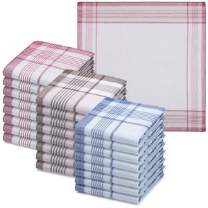 JEMIDI Taschentücher aus Baumwolle - 24x Stofftaschentücher im Set - Taschentuch aus Stoff für Herren - Herrentaschentücher wiederverwendbar - versch. Farben