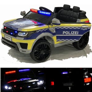 Deutsche POLIZEI Kinderauto Polizeiauto mit Funkgerät Sirene und Martinshorn Bluetooth Kinderfahrzeug Kinder Elektroauto Gefedert Hilfsrollen