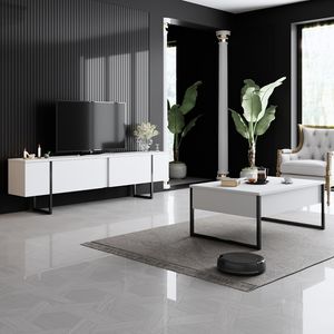 Skye Decor, Luxe Set - White, Black, Wohnzimmer, Wohnzimmermöbel-Set, Weiß, 180 x 47 x 30 cm Skye Decor, Luxe Set - White, Black, Wohnzimmer, Wohnzimmermöbel-Set, Weiß, 180 x 47 x 30 cm