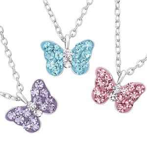 Kette Mädchen Schmetterling: Kinderkette Silber 925, Farbe:Rosa