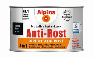 Alpina Metallschutz-Lack Anti-Rost 300 ml schwarz glänzend
