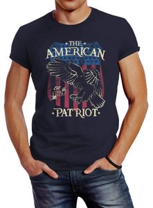 Herren T-Shirt Amerika Flagge Patriot Adler USA Slim Fit Vintage Neverless® navy XXL