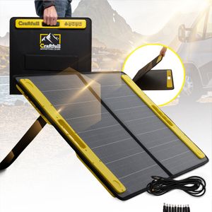Craftfull Solartasche Adventure | Faltbares Solarmodul bis zu 425 kWh pro Jahr - Betriebskontrollleuchte - Tragegriff - USB - Standfüße (60 Watt)