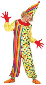 klaunský oblek junior polyester červený/žltý mt 3-4 roky