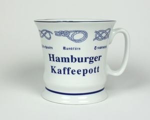 Hamburger Kaffeepott mit Seemannsknoten hoch Kaffeebecher Kaffeetasse Kaffee Pott