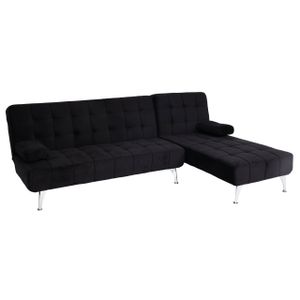 Schlafsofa HWC-K22, Couch Ecksofa Sofa, Liegefläche links/rechts Schlaffunktion 236cm  Samt schwarz