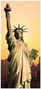 Wallario selbstklebende Türtapete 93 x 205 cm - Freiheitsstatue New York - Abwischbar, rückstandsfrei zu entfernen