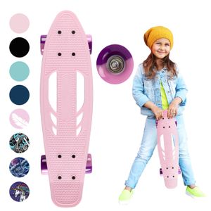 QKIDS Skateboard - Cruiser, 8 Designs, ABEC-7, 55,5 cm Deck, Bis zu 50kg, Rosa