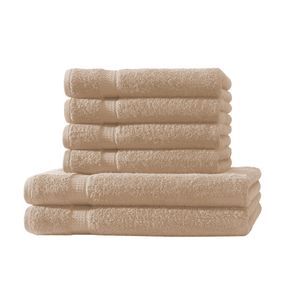 6 tlg. Handtuch Set - Beige - 500g/m²  - 2 Duschtuch 4 Handtuch - 100% Baumwolle