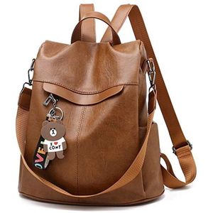 Damen-Rucksack Anti-Diebstahl-Schultertasche Multifunktions-Schultasche, Pu, Braun