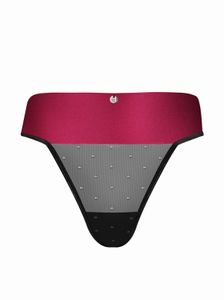 Tanga mit sexy Schleife - Schwarz/Rot