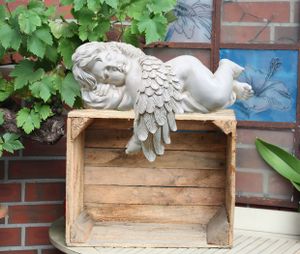 Regal-Engel mit Flügel liegend Kanten-Engel Kantenfigur Skulptur Putte Grabengel