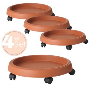 4x Pflanzenroller Outdoor Wetterfest Rollbrett Pflanzen Blumentopf Untersetzer mit Rollen Pflanzenroller Rund Blumenroller 30 cm