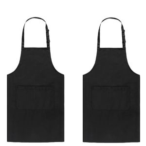 2er-Pack verstellbare Latzschürze, wasserabweisend, mit 2 Taschen, Kochschürze für Damen und Herren, Schwarz
