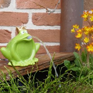 Wasserspeier Frosch mit Akku Solarpumpe 12cm Laufzeit ohne Sonne 4 - 5 Stunden