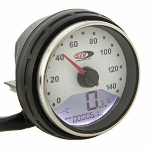 SIP 2.0 Prędkościomierz/Tachometr 70mm Biały Stalowy 0-12,000 rpm 12V AC/DC