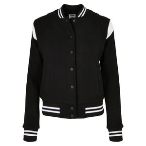 Urban Classics Damen Jacke Ladies Organic Inset College Sweat Jacket Black/White-S