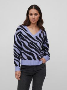 Kuscheliger Strickpullover Zebra Animal Muster V-Neck Sweater VIRIL | M