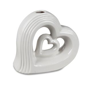 Porzellanvase in Herzform Herz liegend H. 12cm weiß Formano F24