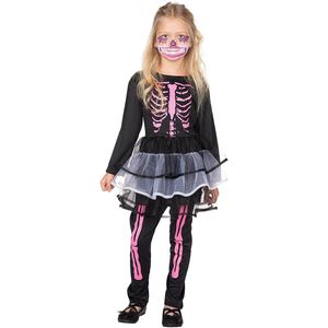 Kinder Skelett Kleid mit Skelett Leggings / Größe 104