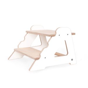 Drevená schůdková stolička Biely, 2-stupňová stolička, Dvojstupňová stolička, Detská stolička, Stupínek 100% ECO