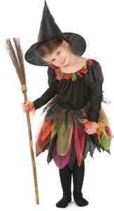 Kostium czarownicy na Halloween dla dziewczynek kolorowy M 7-9 lat (120-130 cm)
