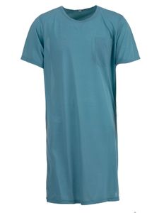 Herren Nachthemd kurzärmelig  Knopfleiste mit Brusttasche Schlafshirt, Farbe:Anthrazit, Größe:L
