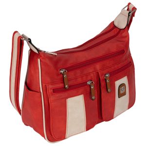 Damen Tasche Schultertasche Umhängetasche Crossover Bag Leder Optik Handtasche RED