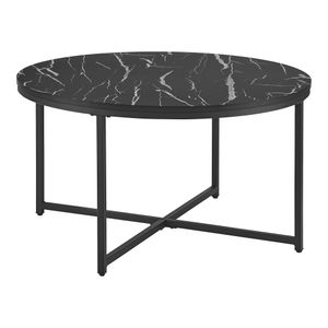 Couchtisch Uppvidinge Beistelltisch 45x80cm Wohnzimmertisch rund Marmor / Schwarz