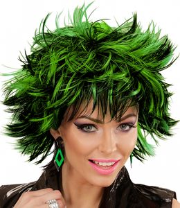 Schwarz-grüne Steamy Perücke als Kostüm Zubehör für Halloween & Karneval