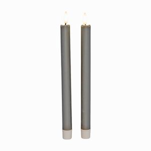 Coen Bakker LED Stabkerzen taupe Timer Tafelkerzen Kunststoff 3D Flamme 2x26cm