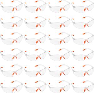 Kurtzy 24-er Pack Schutzbrillen Transparent mit Gummieinsatz an Nase und Ohren für sicheren Schutz - Augenschutzbrille Sicherheitsbrille Laborbrille