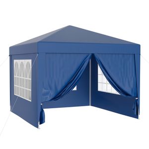 Wiltec Pavillon 3 x 3 m in Blau mit UV-Schutz 50+, Gartenpavillon mit abnehmbaren Seiten, Partyzelt mit Fenstern für z. B. Terrasse und Festival