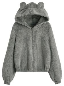 MORYDAL Fleecejacken Damen Full Reißverschluss Outwear Holiday Langarmjacke lässige Spleiß Sweatshirt,Farbe:Grau,Größe:L