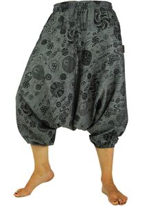 Aladinhose Pluderhose Shorts 7/8 Länge - Grau, Damen, Baumwolle, Größe: S/M