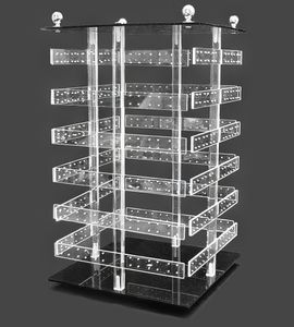 Acryl Ohrringständer Tisch-Vitrine Schmuckständer Ohrsteckerdisplay Drehbar vielseitig