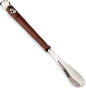 NKlaus 46cm Schuhlöffel lang aus Messing silber mit Holzgriff Schuhanzieher stabil 11795