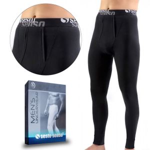 Sesto Senso 122 Pánské dlouhé spodky Thermo Bavlna Functional Underwear - černé - L