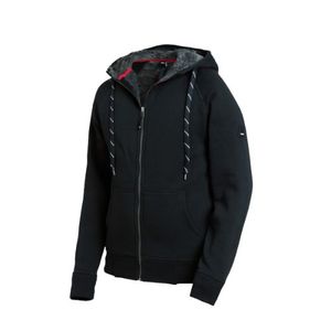 FHB JÖRG Sweater-Jacke mit Kapuze und Webpelz schwarz Gr. 2XL