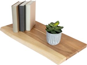 Holzplatte Akazienholz natur massiv 60x30 cm Holzbrett einseitige Baumkante ARYA