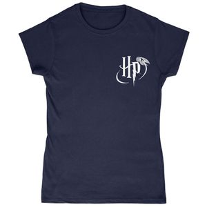 Harry Potter - T-Shirt, mit Brusttasche, für Damen BI263 (XL) (Marineblau/Weiß)