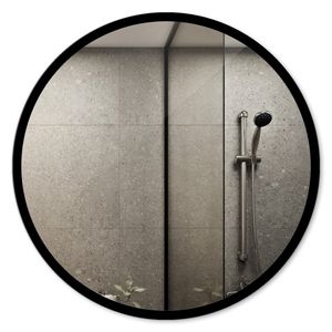 Kulaté zrcadlo Nástěnné zrcadlo - Závěsné zrcadlo do obývacího pokoje Ložnice Koupelna - Zrcadlo v černém rámu Ø50 cm