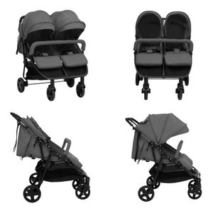 vidaXL Geschwisterwagen Dunkelgrau und Schwarz Stahl - Kinderwagen - Kinderwägen - Buggy - Buggys