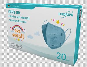 EUROPAPA 20x FFP2 Maske S in Kleiner Größe Blau Mundschutz Masken Atemschutzmasken 5-lagig hygienisch einzelverpackt EU 2016/425