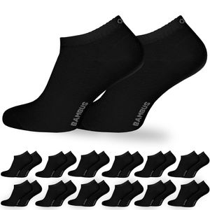 OCERA 12x Bambus Sneaker Socken Uni für Damen und Herren in verschiedenen Farben - Schwarz 43/46