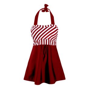y Dance Frauen Badeanzug Tankini Badeanzug Gestreifte Badebekleidung Top + Boyshorts,Farbe:Rot,Größe:XL