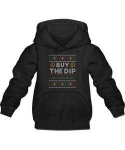 Buy The Dip Bitcoin Krypto Investor Ugly Christmas Kinder Kapuzenpullover Hoodie, Schwarz, 128